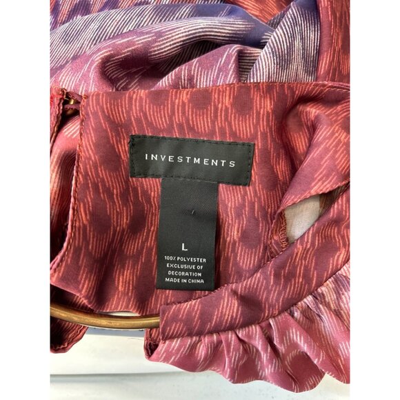 Investments Womens Large Multicolor Ombré Blouse With Keyhole Neckline & Metal D - Picture 5 of 8